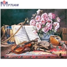 NewFull квадратная/круглая Алмазная вышивка пейзаж на заказ 5D Diy Вышивка с кристаллами, цветы скрипки мозаичный узор рукоделие Декор