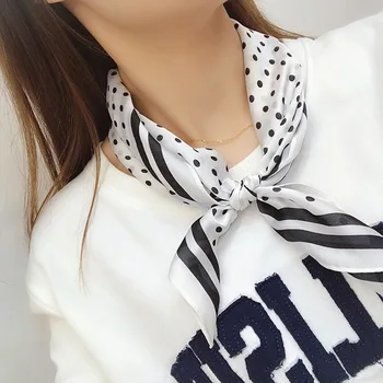 

2019 spring explosions hot wild polka dot geometric printing 53*53cm tied bag sweet silk simple fashion scarf