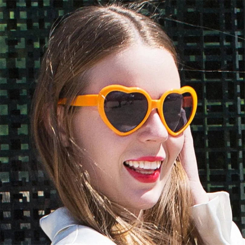 Солнцезащитные очки в форме сердца для женщин, детские очки для девочек и мальчиков, солнцезащитные очки - Цвет линз: Orange