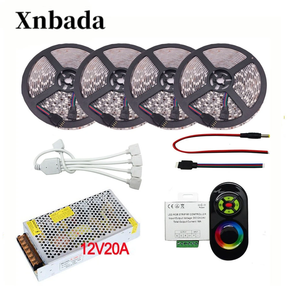 

5M-20M 60led/m SMD 5050 RGB Led Strip Set DC12V Led Flexible Light+ 5# RGB RF Led controller + Power adapter Free shipping