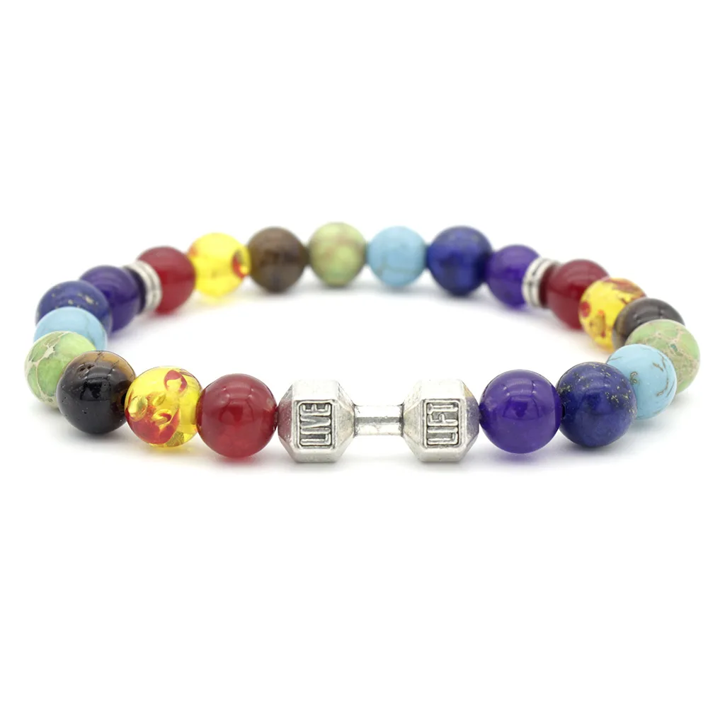 Trendy Women Yoga Bracelet 7 Chakra Bracelets Lift Live Fitness Dumbbell Healing Reiki Store