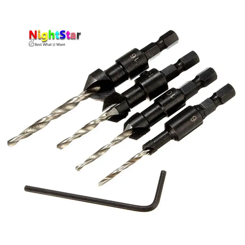 4pcs HSS Screw Countersink Drill Bit Set Quick Change Hex Shank 6 10