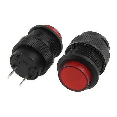 

2 Pcs x 2 Pin SPST OFF-(ON) N/O NO Round Momentary Push Button Switch Red
