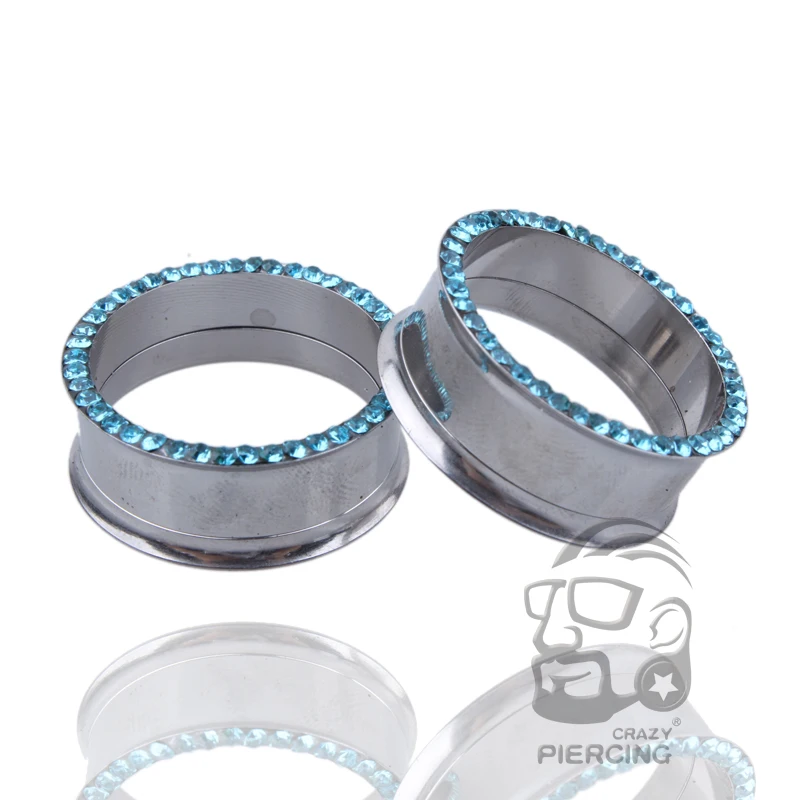 

Stretcher Flesh Tunnel 13 sizes Body jewelry Piercing Surgical Steel Multi Blue Rimmed Screw Fit Ear Plugs 3mm - 25mm