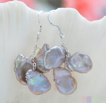 

FREE SHIPPING>>> free shipping 00140 lavender lamina KESHI REBORN PEARL dangle earring