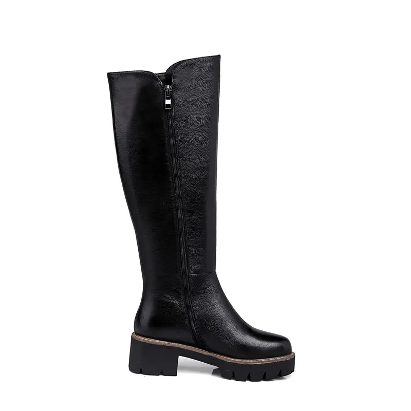 Asumer, большие размеры 34-43, новые модные ботинки из натуральной кожи ботинки на платформе с круглым носком женские осенне-зимние сапоги до колена