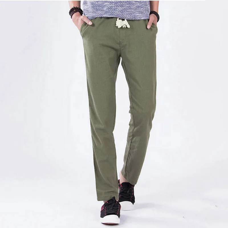 HCXY 2017 spring and summer linen pants straight mens