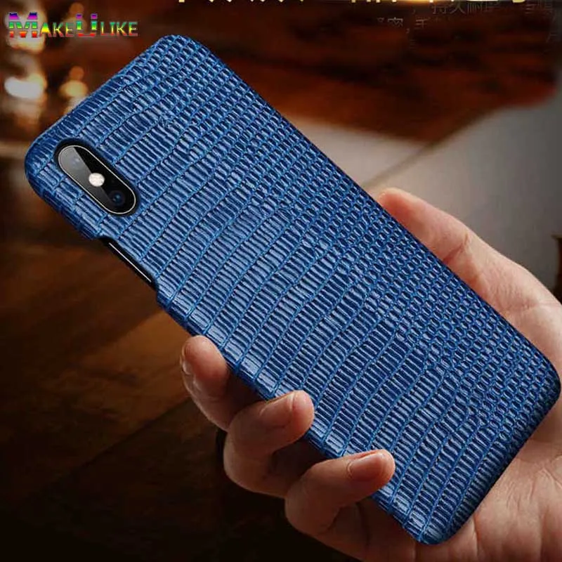 

Genuine Leather Back Case For iPhone X XR XS Max Case Luxury Lizard Pattern Phone Bag Case For iPhone X XR XS Max Cover