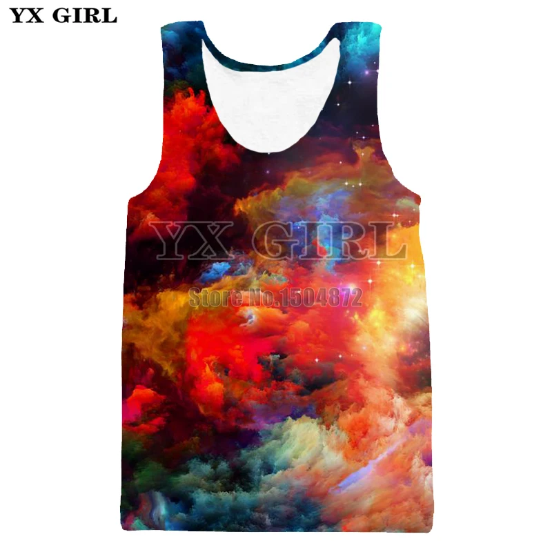 

3d Printed Mens Casual Clothing Colorful Beauty Clouds Sleeveless Tees Mens Paint Cloud Vest Tank Top Men Dropshipping