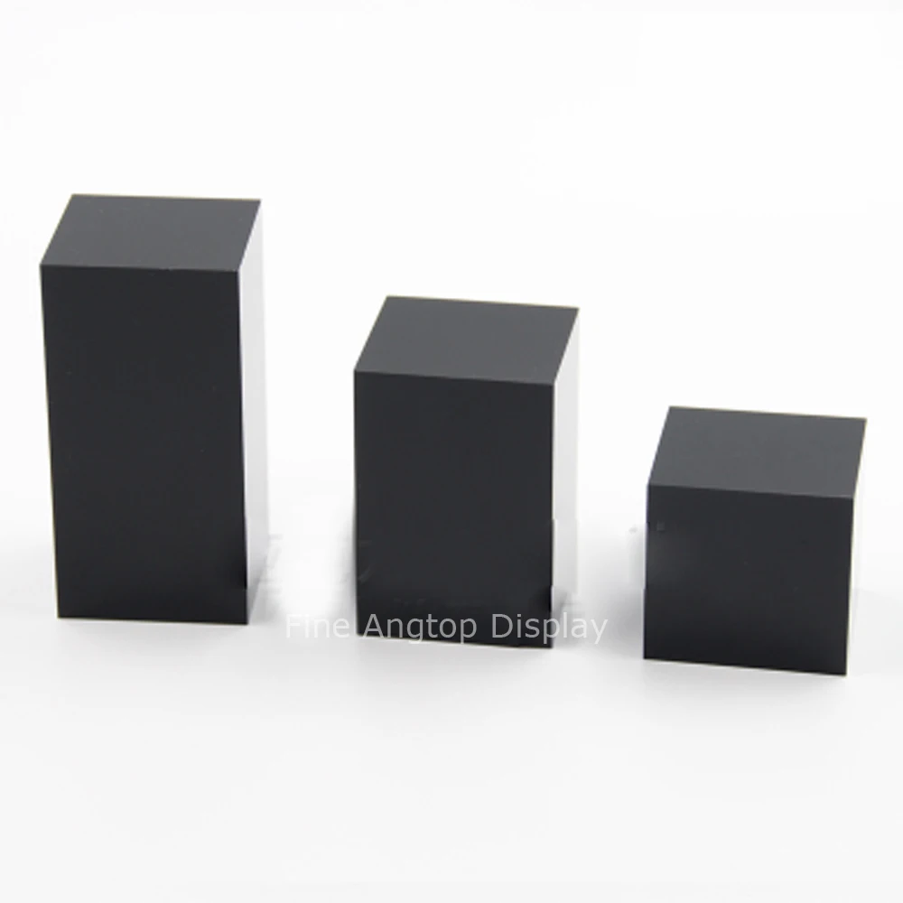 Display Block Black Acrylic Jewellery Display Stands Platform Square Exhibition Show Solution For Rings Necklace Bracelet Watch Jewelry Packaging