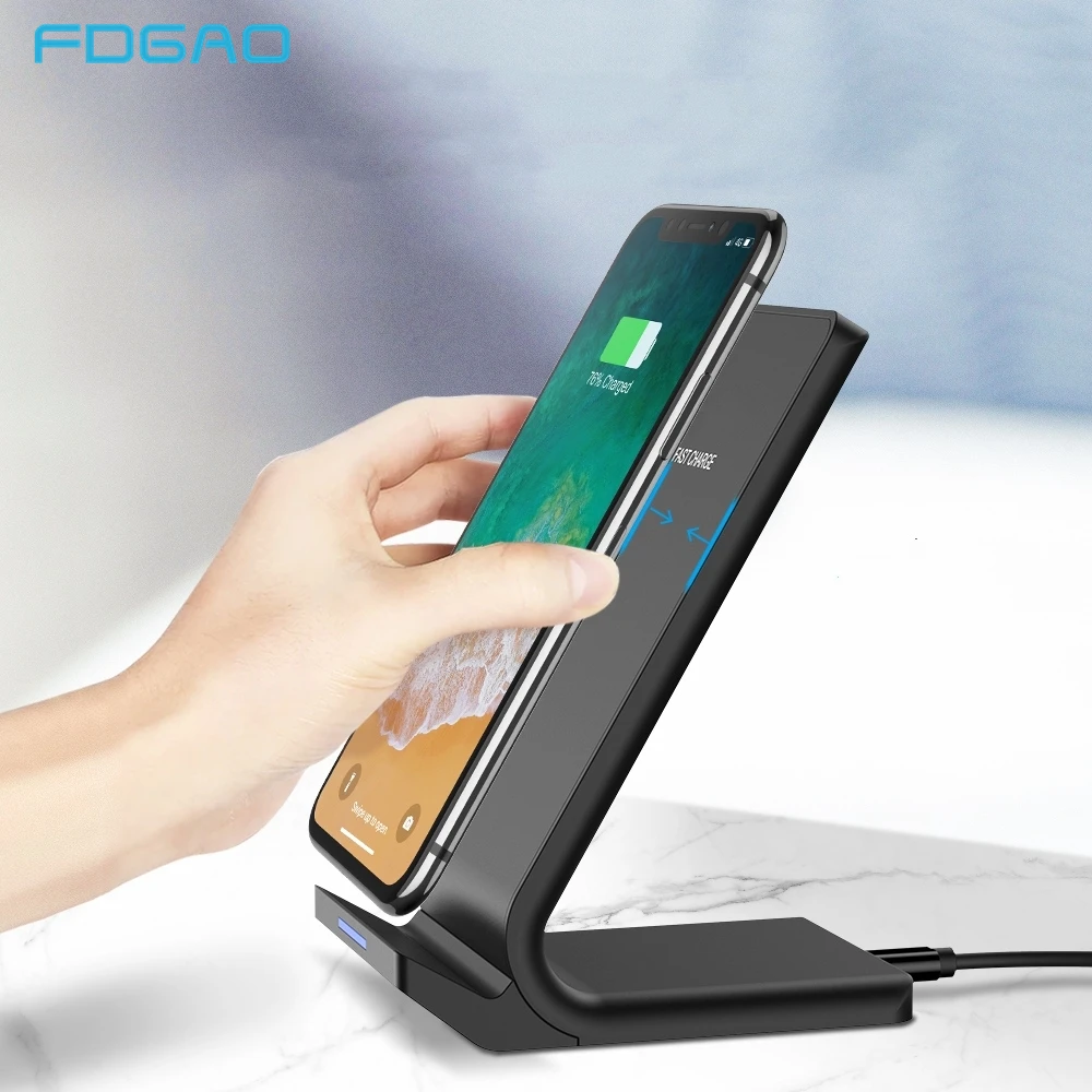 

FDGAO QI Wireless Charger for iPhone XS Max XR X 8 10W Fast Wireless Charging Stand Pad For Samsung Note 9 8 S9 S8 Quick Charge