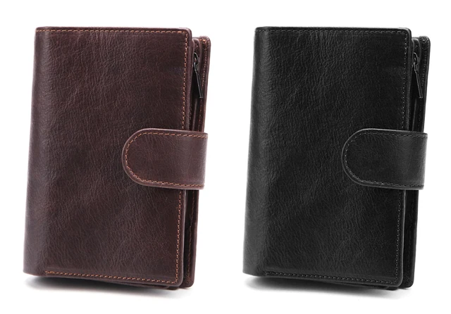 MISFITS Mens Wallets Genuine Leather Passport Holder Wallet Man Vintage Cowhide Passport Cover Brand Male Zipper&Hasp Coin Purse -