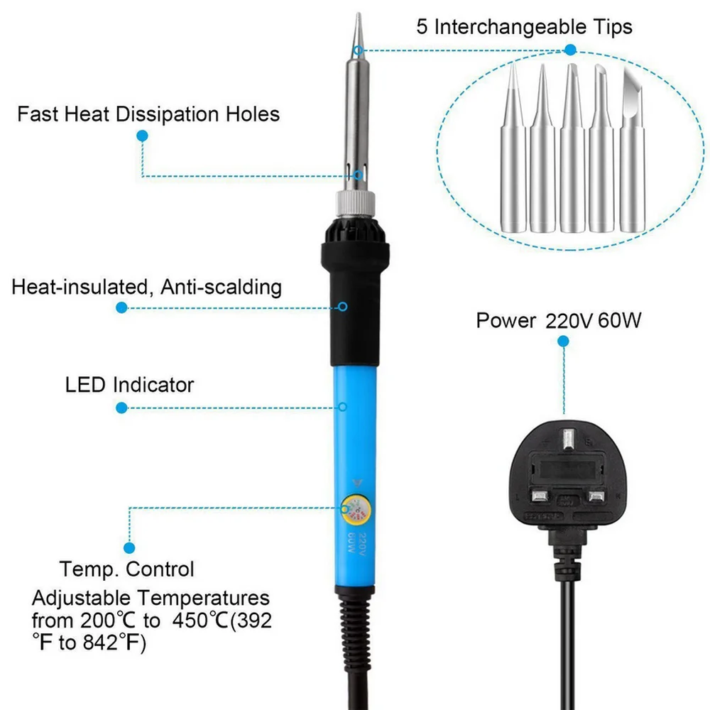 37 шт. 110 В/220 В 60 Вт паяльник набор насадки для паяльника набор железа резьба пирография Инструменты Электрические паяльники