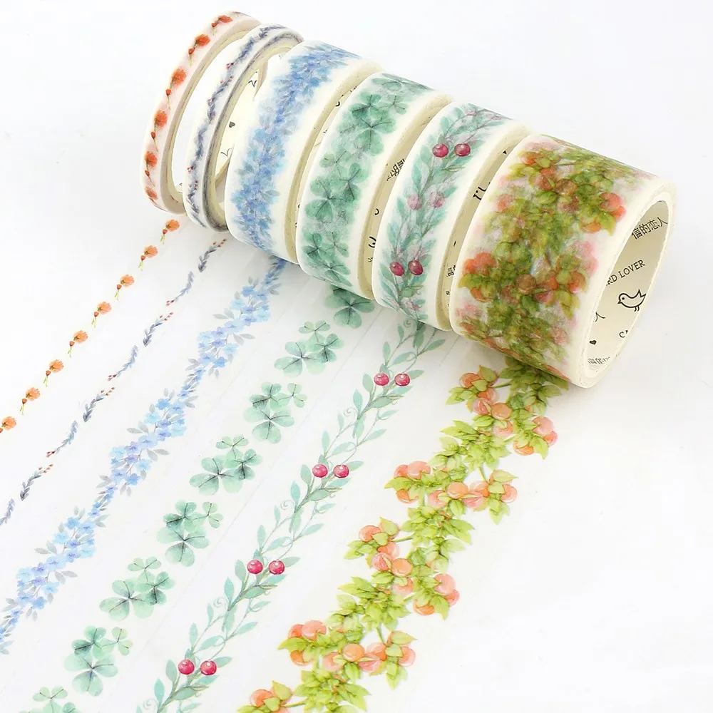 Романтический Листва Цветы лента Washi маскирующий декоративный ленты DIY