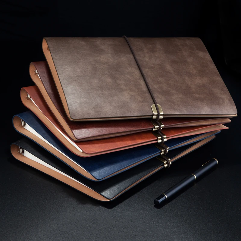 Capa de Notebook de Couro Macio Diário de Viagem Papelaria de Escritório Caderno Espiral a5 Planner Ring Binder Ruize-b5 - Imagem 4