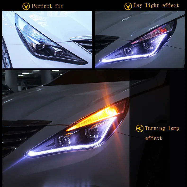 Ownsun New Eagle Eyes светодиодный DRL биксеноновые фары с объективом для hyundai Sonata 8th 2011