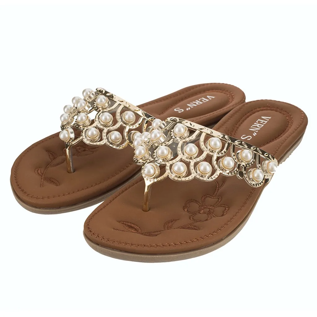 

chinelo feminino pantuflas de mujer 2019 de vestir Summer Women Ladies Bohemia Bling Crystal Flat Flip-Flop Beach Casual Shoes