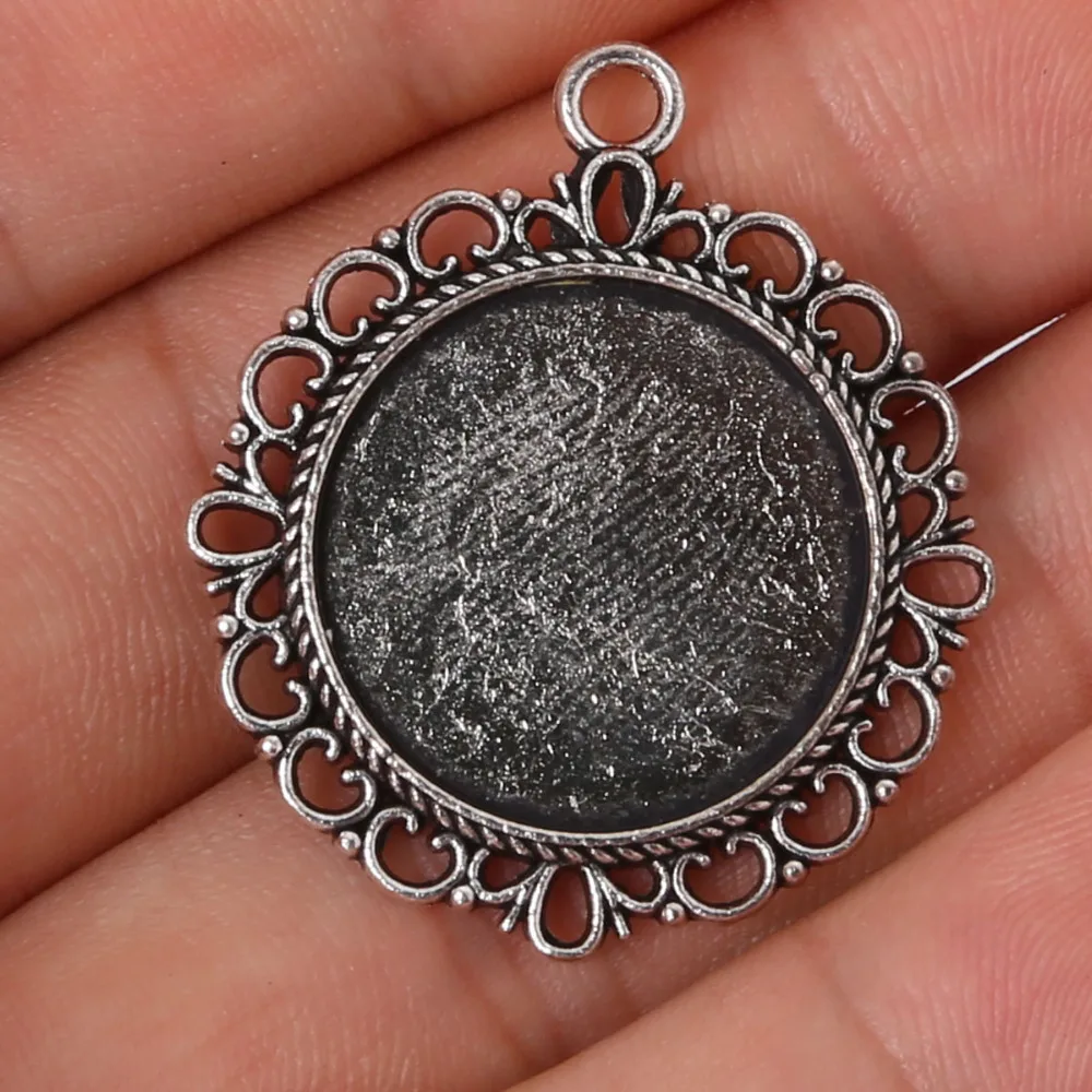 2pcs 34x30mm silver plated necklace pendant setting cabochon cameo base