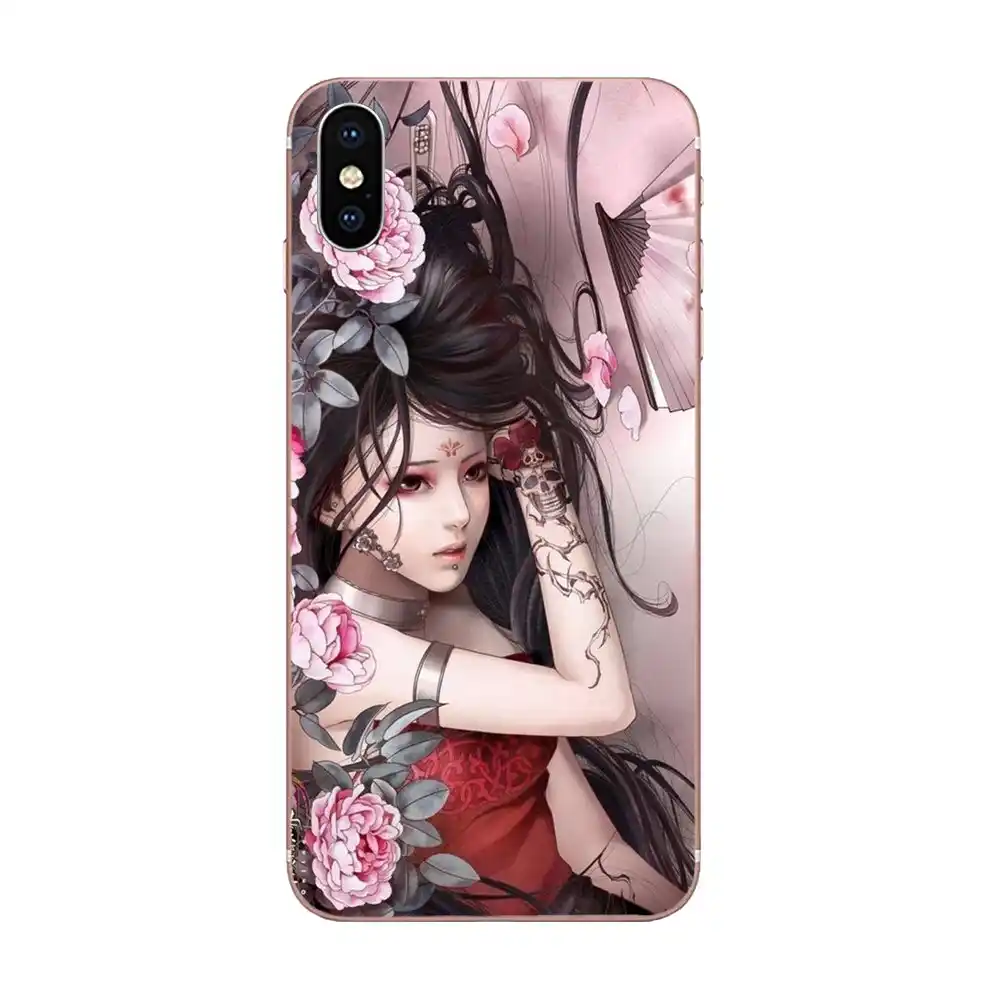 Tpu Phone Skin For Huawei Honor Mate 7 7a 8 9 10 V8 V9 V10 G Lite Play Mini Pro P Smart Japanese Tattoo Girl Woman ハーフラップケース Aliexpress