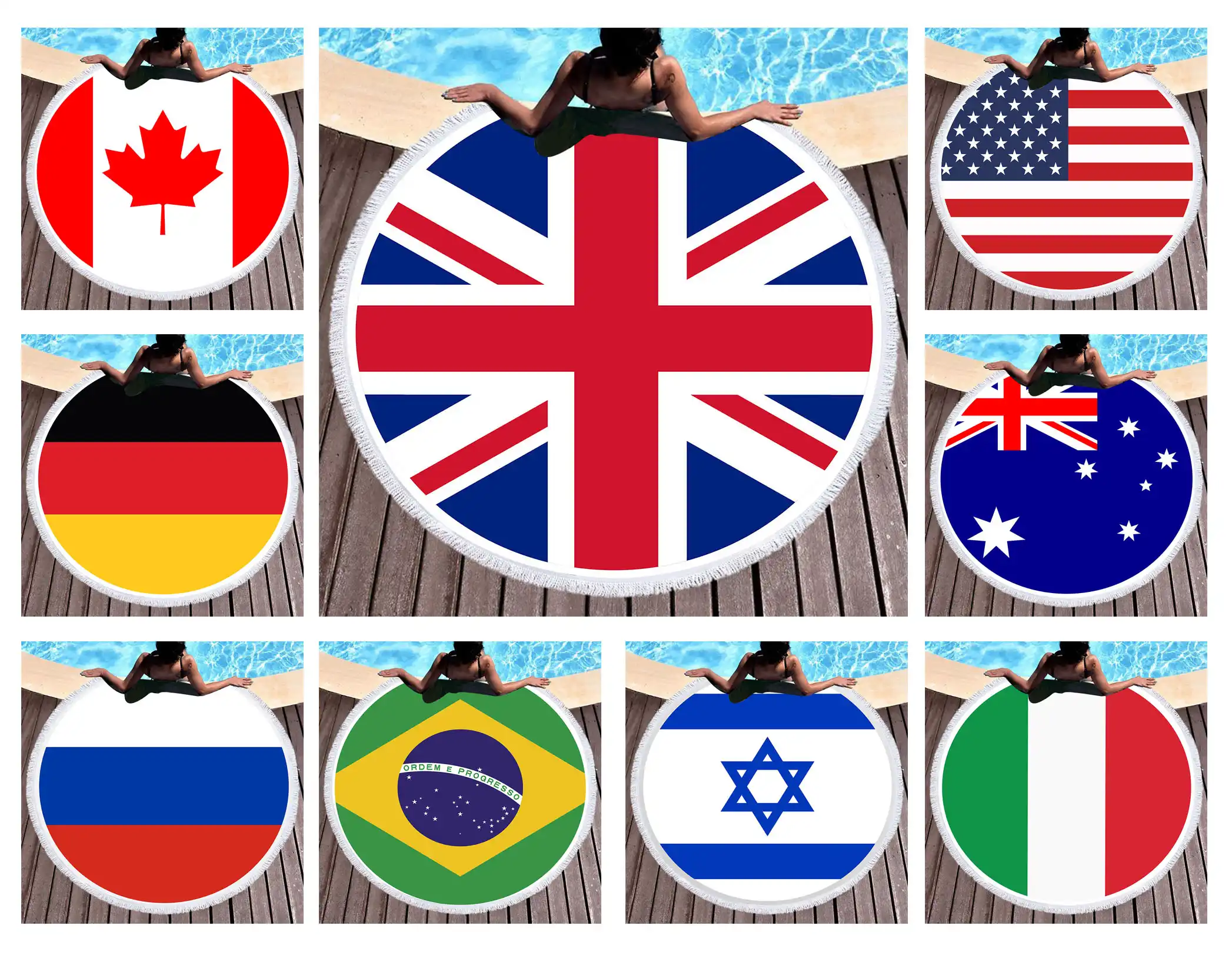 150cm Microfiber Round Beach Towel With Tassels Usa Uk