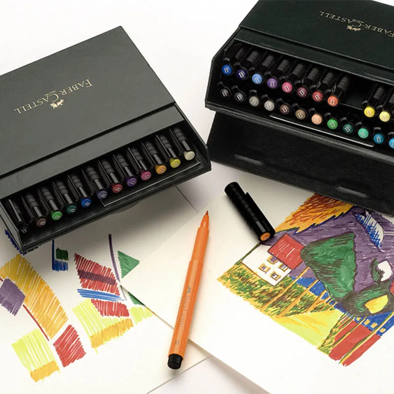 Faber Castell Pitt ручки художника кисть B студия коробка 12 24 48 60 на акварельной основе мягкие маркеры каллиграфии