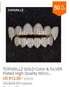 TOPGRILLZ чистое золото цвет покрытием хип хоп микро Pave CZ Клык полый верх и дно GRILLZ вампирские зубы грили набор