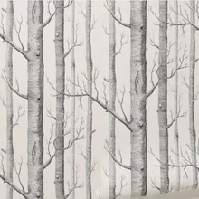Лес березы деревенский современный минималистский черный белый лес обои рулон 0,53*10 метров
