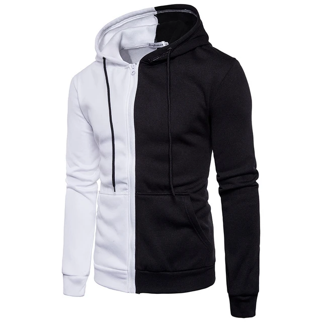 Half Black Half White Sweatshirt | Half Black Half White Hoodie - Mens  Hoodie White - Aliexpress