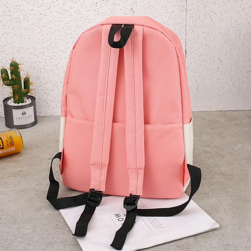 pink letter embroidery patchwork backpack womens backpack canvas bag shoulder school bags for girls ladies backpack purse set