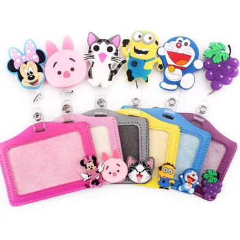 

1 pcs New cartoon animals retractable badge reel silicone student nurse Exihibiton ID name card Badge clip 2020 office supplies