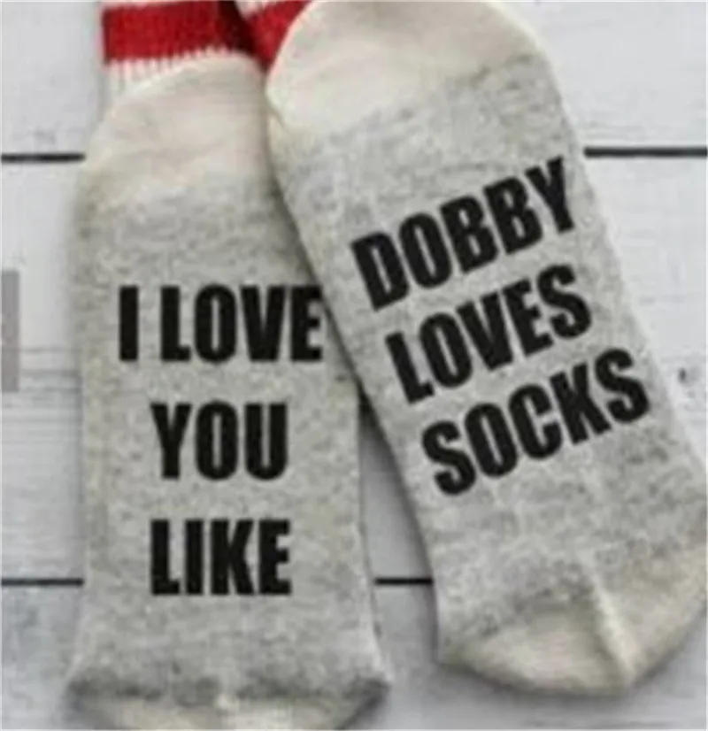 Женские забавные носки Dobby с буквенным принтом, милые осенне-весенние забавные носки Meia, Новое поступление, Chaussette Femme, зимние теплые носки Meias - Цвет: I Love
