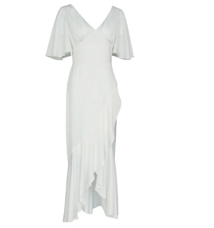 Цветное подиумное высококачественное длинное платье, элегантное белое платье с v-образным вырезом из шелка и сатина, Необычные Вечерние платья, тонкое платье