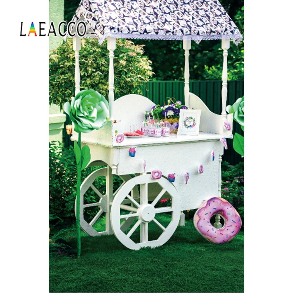 

Laeacco Summer Sweet Ice Cream Cart Cake Candy Bar Scene Photographic Backdrop Baby Photography Background Wall For Photo Studio