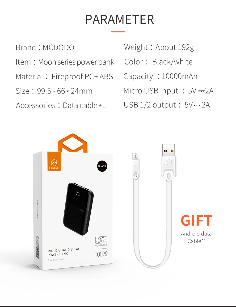 Mcdodo Mini power Bank 10000 мАч для Xiaomi Pover Bank портативное Внешнее зарядное устройство для телефона для IPhone X huawei P20 PoverBank