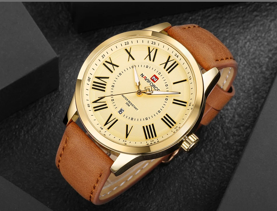 Naviforce Топ люксовый бренд мужские спортивные часы с кожаным ремешком Мужские кварцевые часы с датой мужские водонепроницаемые наручные часы Relogio masculino