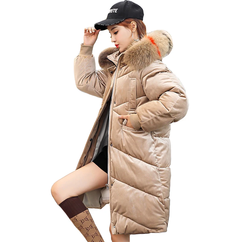 De Femme rose Veste Capuchon Long Chaud Velours Col Parka Oversize Femmes Avec À Arrivée Fourrure Nouvelle Parkas Grand kaki Manteaux Manteau Hiver Noir 2019 xwOg8qn