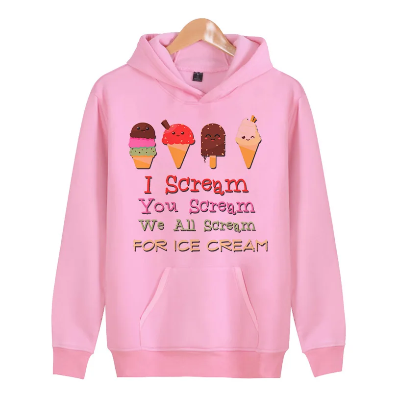 Kawaii Screaming for Ice Cream Hoodie women High Quality Heron Preston Sweatshirts Crane kpop women Hoodie W4884