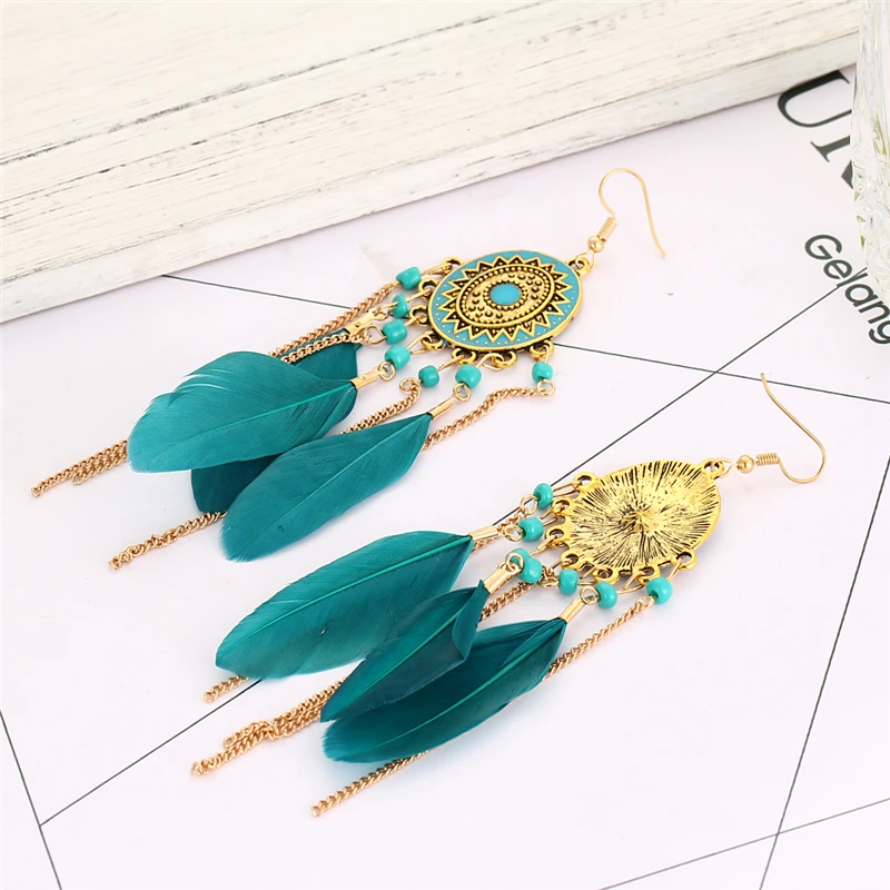 17KM-Bohemia-Vintage-Women-Long-Feather-Drop-Earrings-Tassel-Bead-Ethnic-Indian-Charm-Brincos-Jewelry-Pendientes (4)