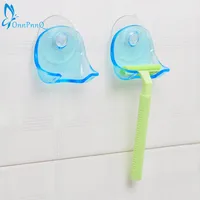 Шт. 1 шт. прозрачный синий пластик супер держатель на присосках для бритвы стойки Ванная комната Бритвы Держатель присоске бритвы Бесплатная доставка - изображение