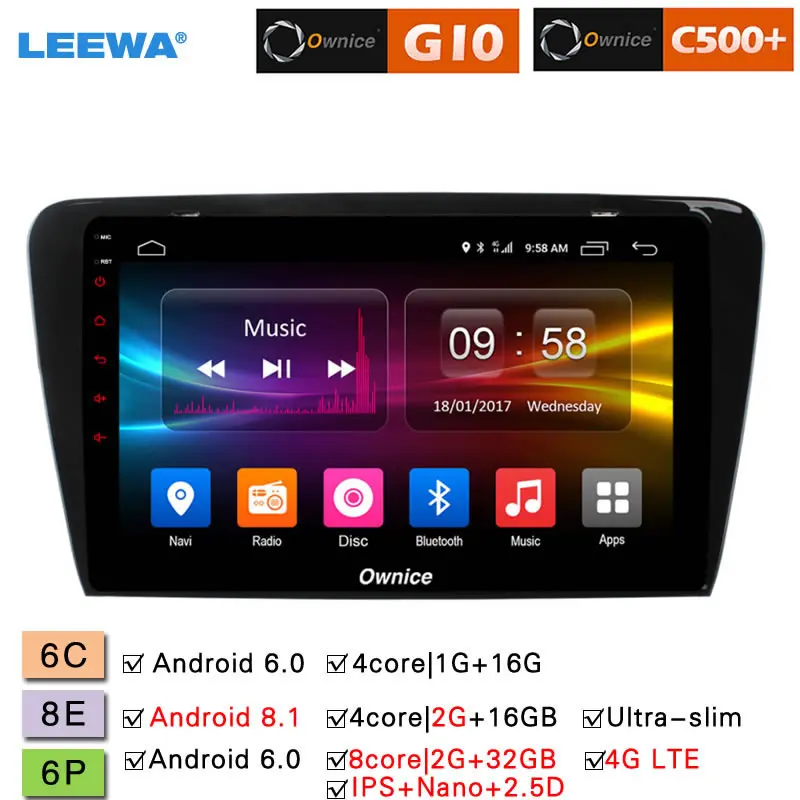 Top LEEWA 10.1 " Android 8.1 8-Core/DDR3 2G/32G/Support 4G LTE Car Media Player For Skoda Octavia 2014-2017 (Octavia A7) 0