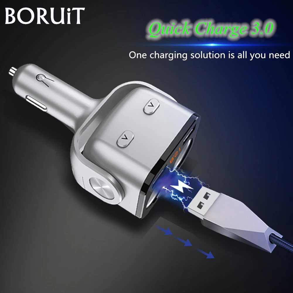 

QC3.0 Dual USB Car Charger 3.1A/80W Fast Charger USB Adapter With 2 Cigarette Lighter Socket For GPS DVR Charge Phone