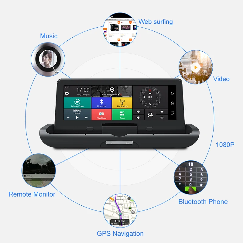 Junsun 7 84 ''Авто 4 г ADAS Автомобильный dvr регистраторы FHD 1080 P заднего вида камера