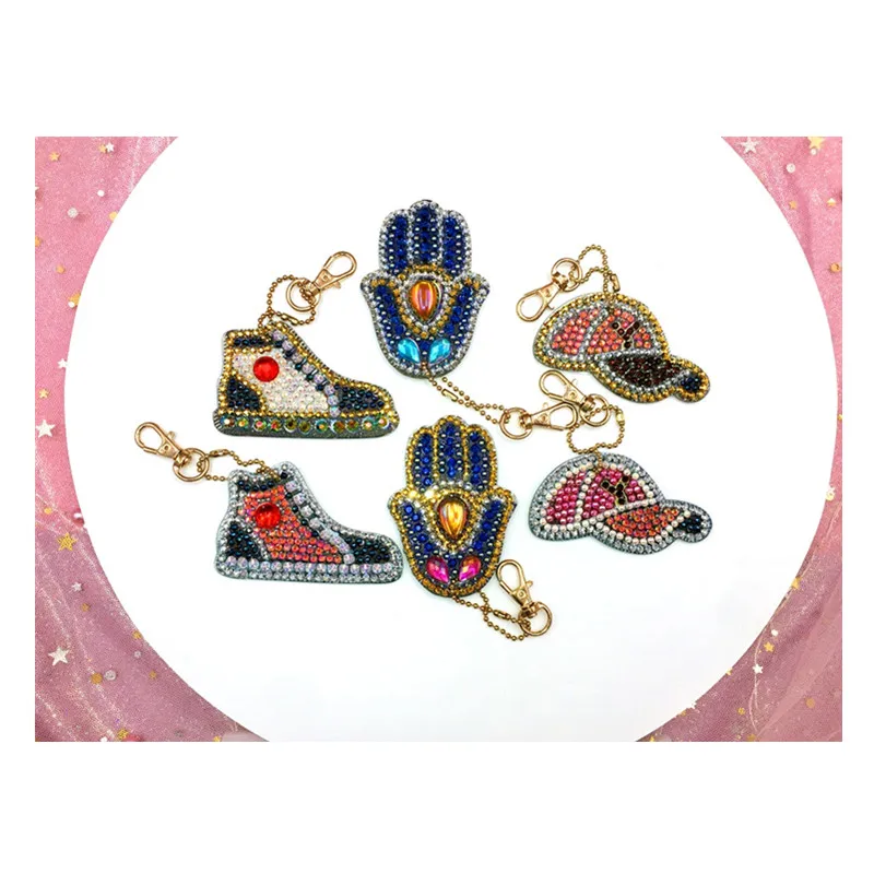 

New Arrival Diamond Keychains Hot sale" Hat Shoes Hand" Keyrings Diamond Painting Embroidery Cross Stitch Bag Beautiful Decor