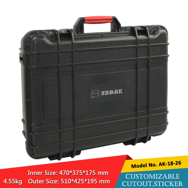 

waterproof plastic hard tool carrying case pp and abs weatherproof equipment tool case with Sponge inside 510x425x295m szomk box