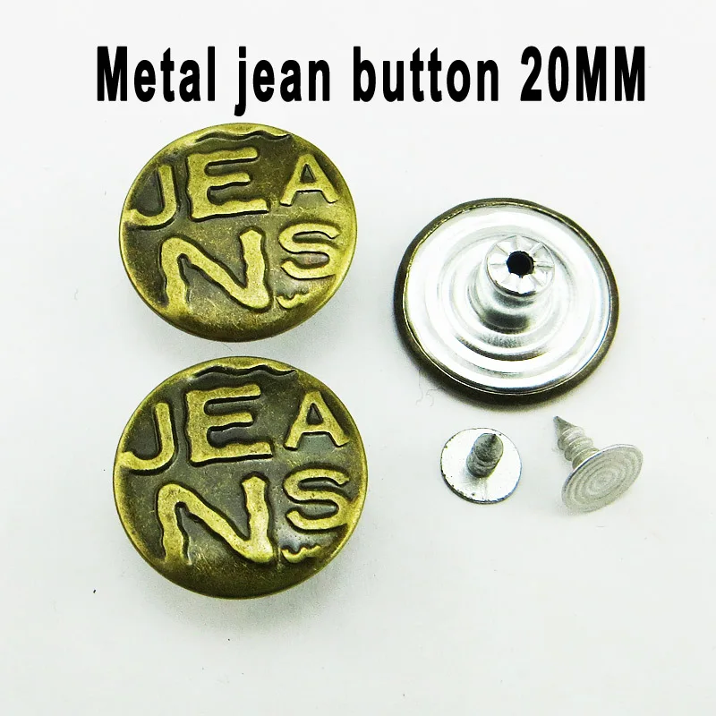 30PCS 20MM brand letter jean BRONZE TONE metal jeans buttons sewing