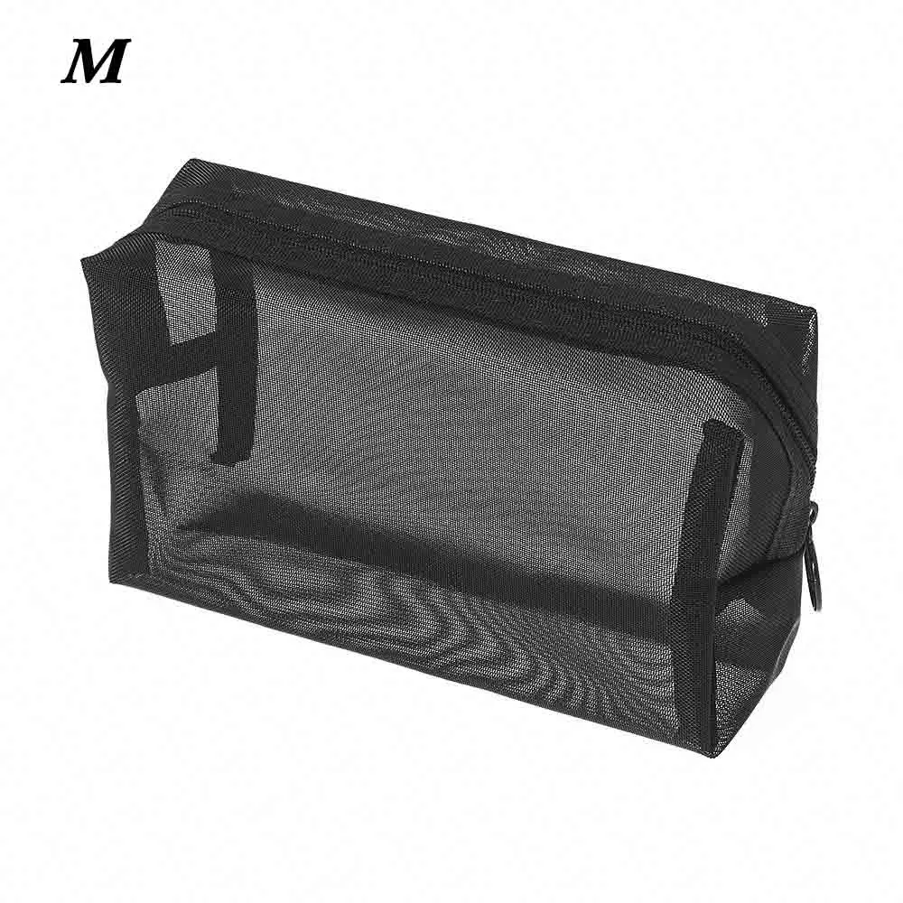 1PC Women Men Neceser Cosmetic Bag Black Transparent Travel Fashion Small Large Black Toiletry Makeup Organizer Bags Case Pouch - Color: M