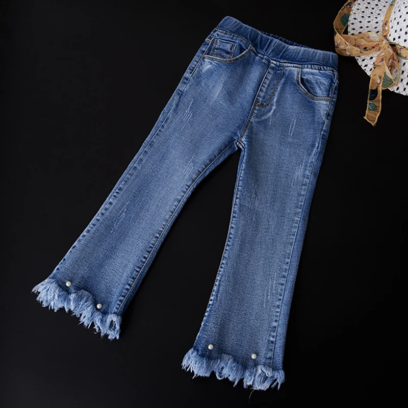 3-7Y Children Jeans Kids Denim trousers Baby Girls Jeans Casual pants kids clothing spring leggings Girls Bell-bottomed Jeans