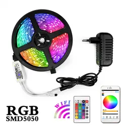 5 M 10 м 15 м RGB Светодиодные ленты свет шнура Водонепроницаемый Fiexble свет лента-тесьма со светодиодами 5050 светодиодный лампы с Мощность Plug