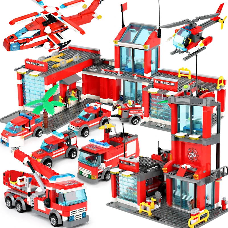 Comprar 1123 Uds estación de bomberos bloques de construcción modelo clásico de la ciudad bloques técnicos juguetes educativos para niños regalo