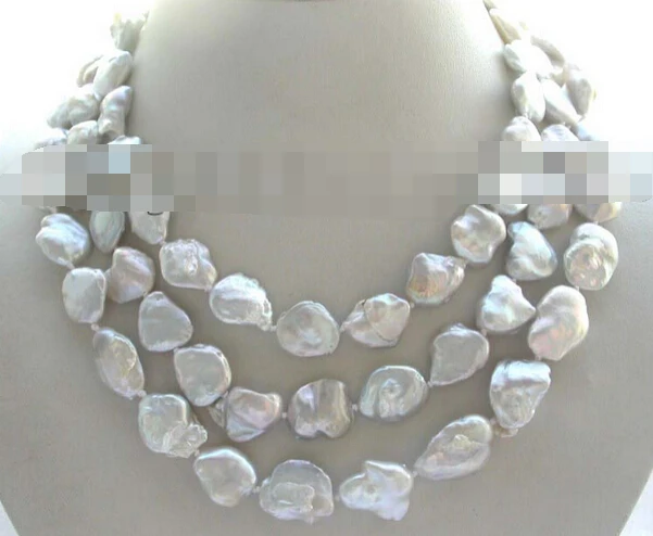 

Jewelr 004652 52" Natural 20mm White Reborn Keshi Pearl Necklace 14KGP